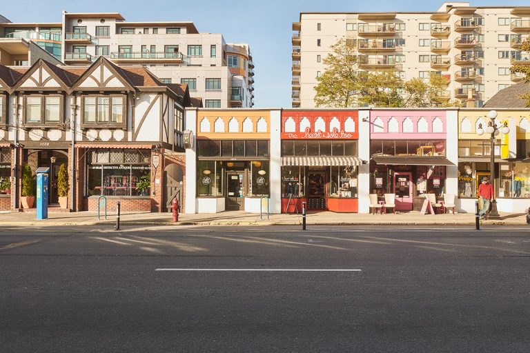 A shot of businesses in the neighbourhood