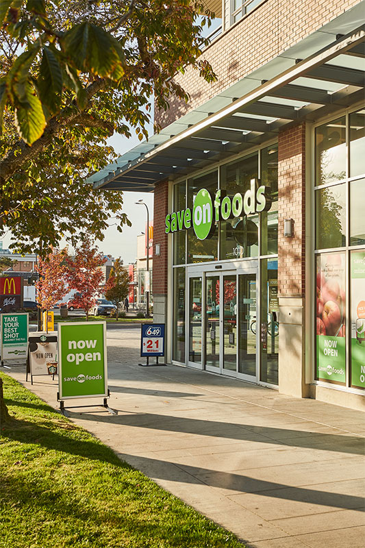 An image of a local grocery store, Save-on-Foods
