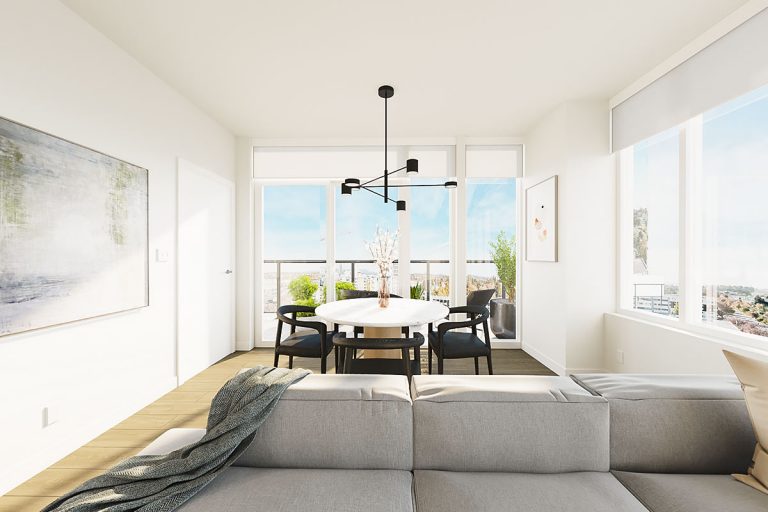 A living area and dining area.